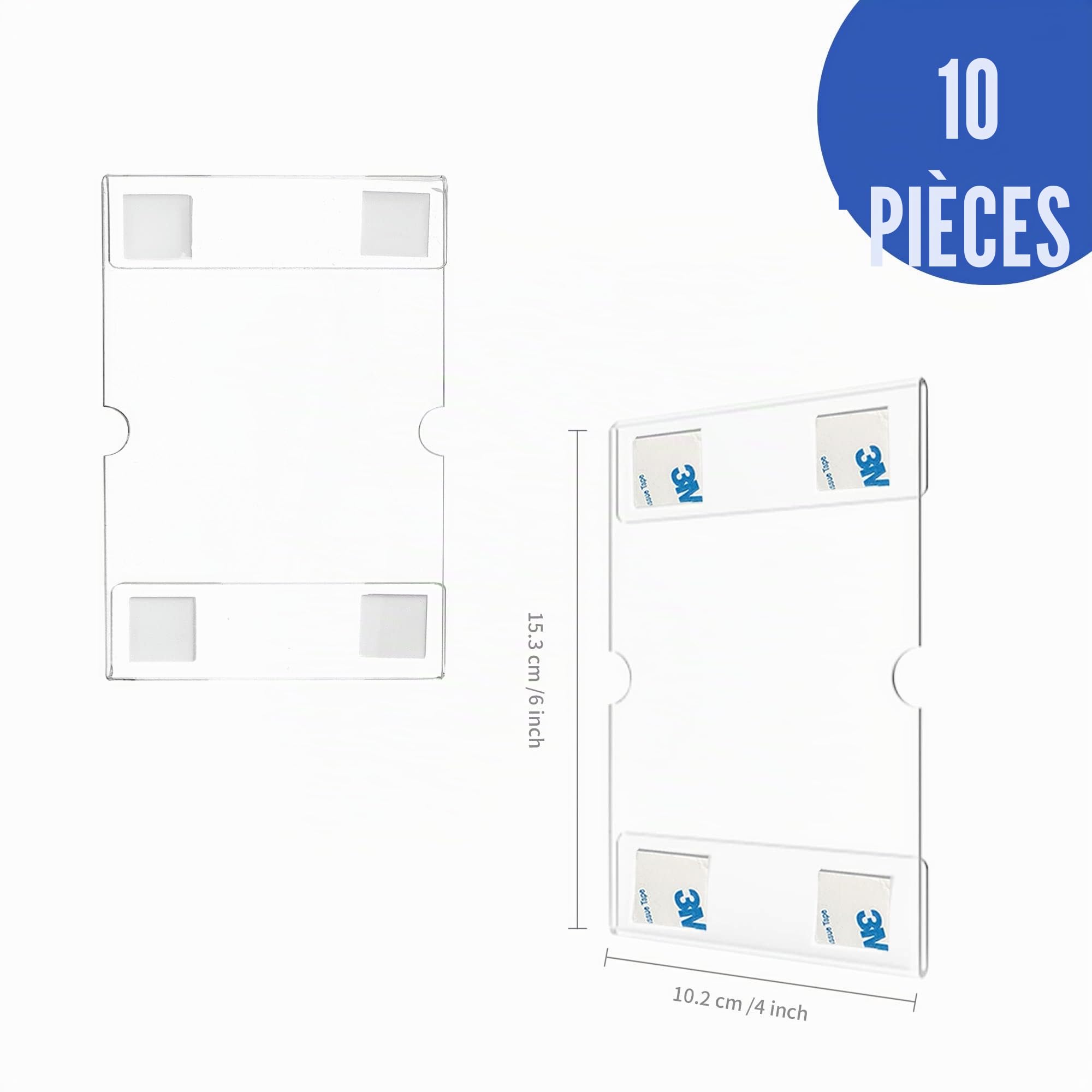 Lot de 10 Porte Affiche Muraux A6 Vertical Acrylique, Porte Menu Supports de Panneau Mural avec Ruban Adhésif pour Bureau Magasin Restaurant