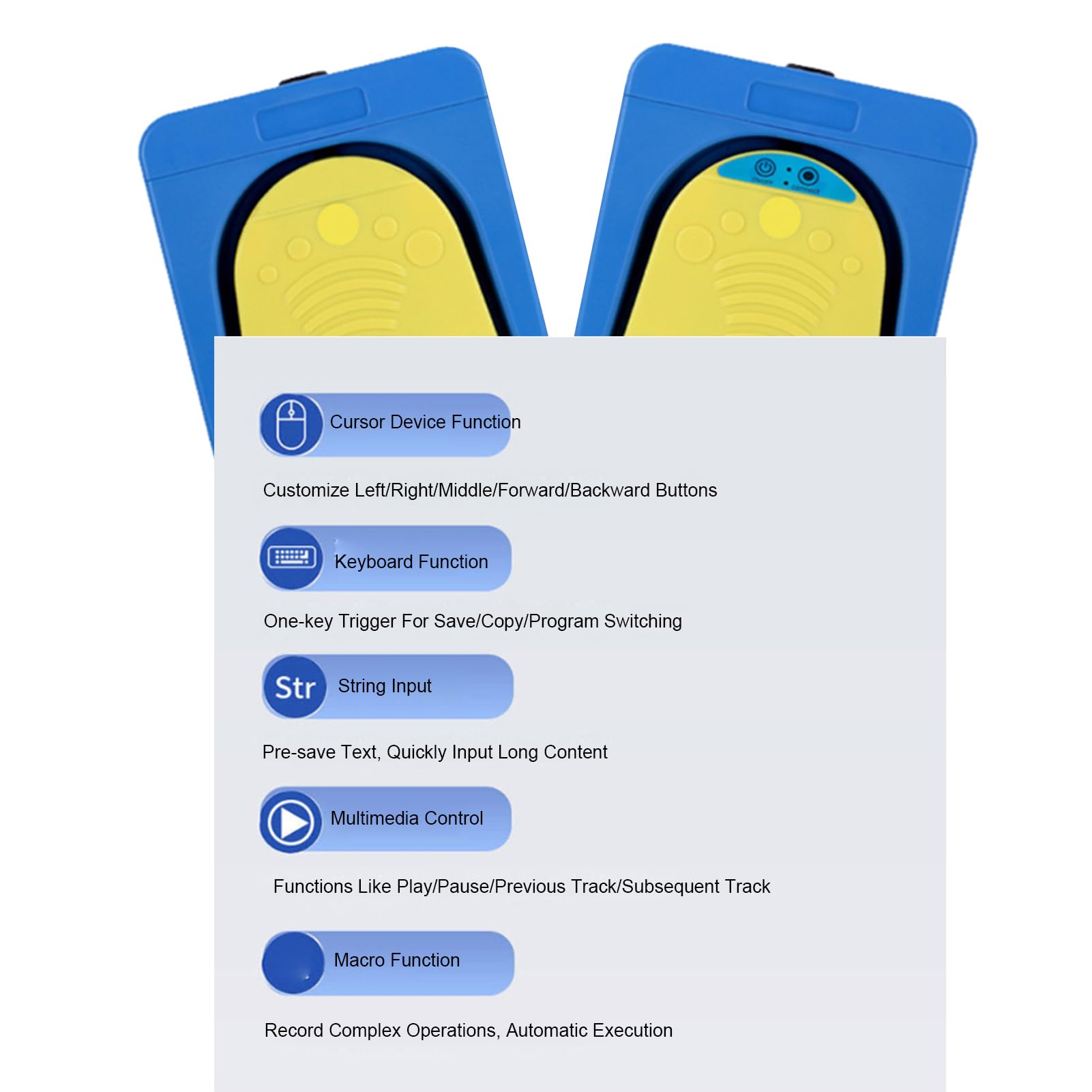 Diyeeni Przełącznik Nożny z 2 Pedałami, Bezprzewodowy Bluetooth i Przewodowy Przełącznik Mechaniczny z Teksturowanymi Wzorami, do Programowania Gier w Sprzęcie Klinicznym, do zastosowań