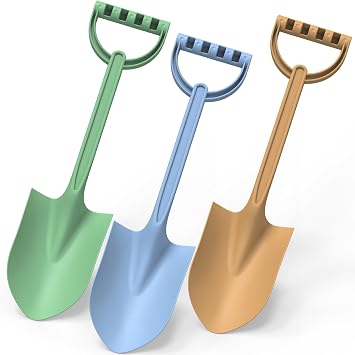 3 PCS 16 Beach Shovels for Kids Adults, Beach Snow Sand Toys for Outdoor Travel Playing, Safe Gardening Sets for Shoveling Planting Digging, Light Weight Toy for Boys Girls