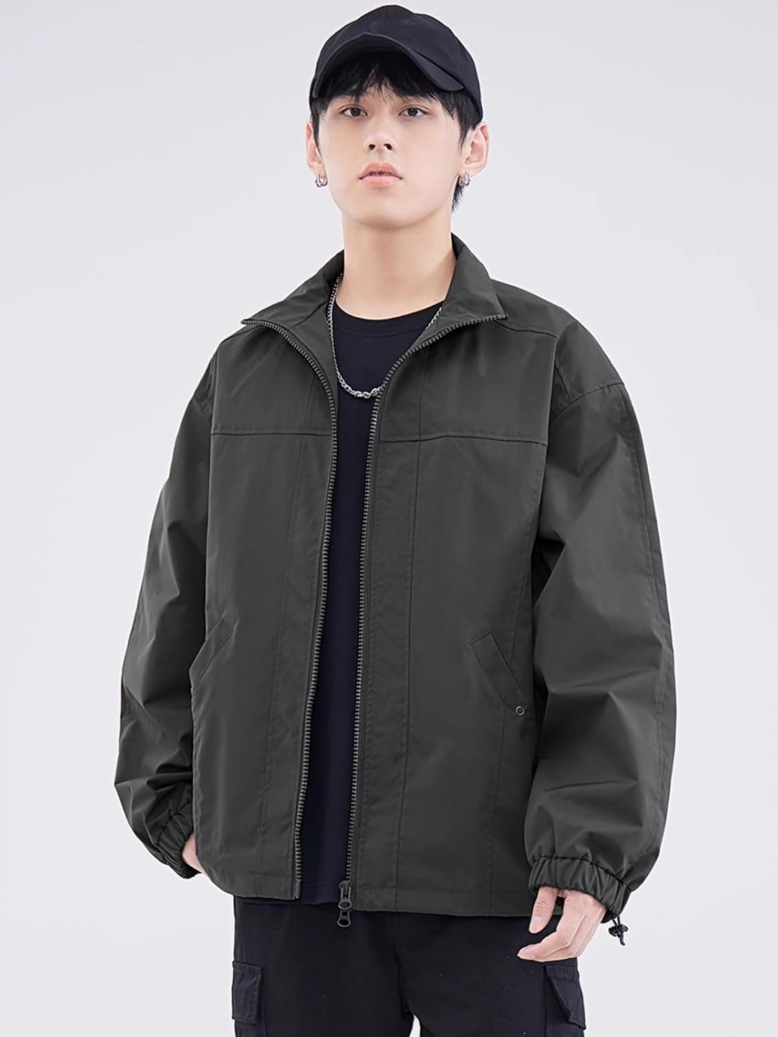 American retro leather jacket men's spring and fall biker leather casual Coat