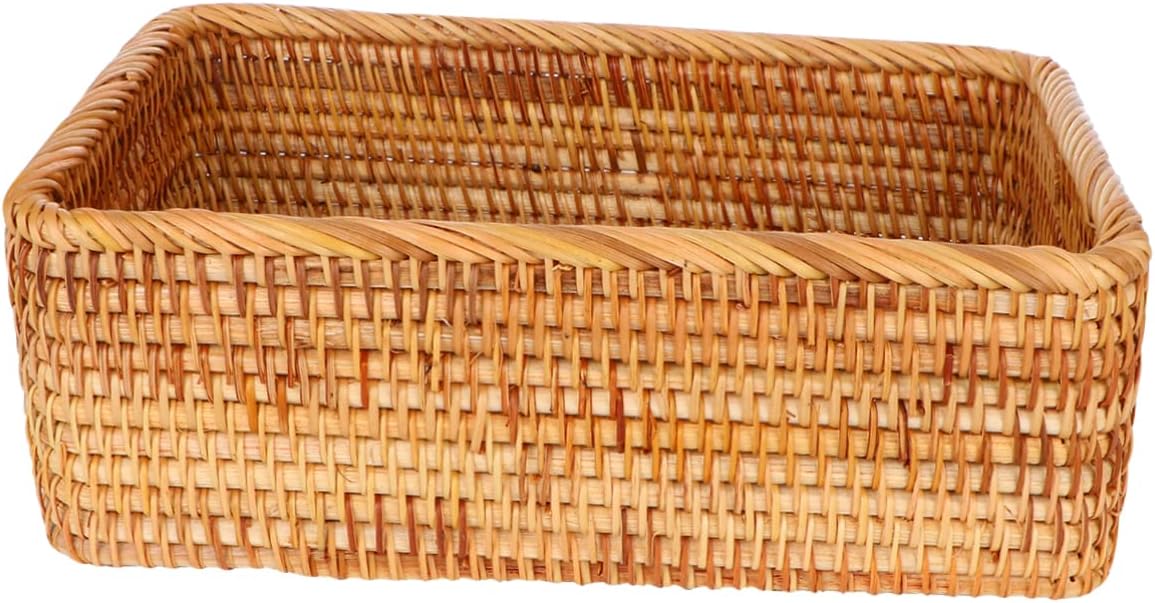 シー天然ラタン製 収納バスケット 軽量 デスクトップ収納コンテナ ミニ おしゃれ 雑貨オーガナイザー キッチンスナックバスケット 家