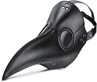 Leather Plague Doctor Mask for Halloween - Steampunk Bird Mask Long Nose Beak Costume Props for Cosplay Masquerade Party