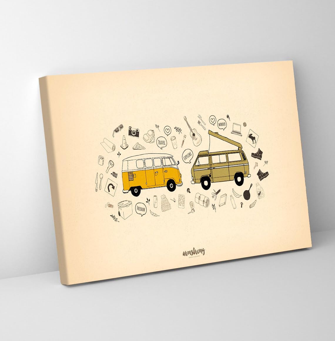 GADGETS WRAP Canvas Gallery Wrap Framed for Home Office Studio Living Room Decoration (11x9inch) - Van Life