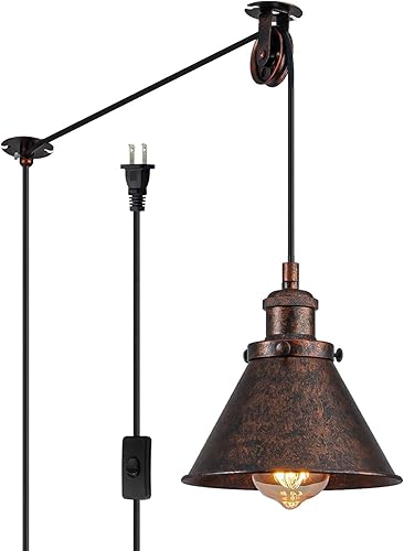 Miniatura 10 de Lámpara Colgante Antigua De Latón Vintage, Lámparas Colgantes De 12 Pulgadas Para Isla De Cocina, Tira De Luz De Techo Colgante Con Sombra De Metal