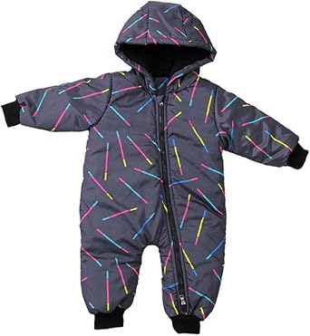 Ding-dong Baby Boy Girl Winter Hooded Puffer Snowsuit Jumpsuit Romper6-12M Black
