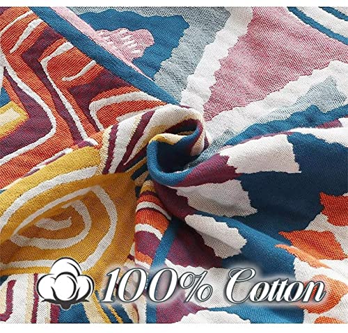 Image of MSGKV Boho Throw Blanket 50 inchx60 inch Fall Cotton Colorful World Blanket