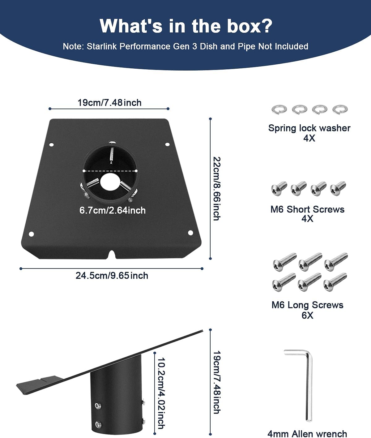 Starlink Performance Gen 3 Pipe Adapter– 70mm Deep Socket, UV & Peel-Resistant Coating, Quick Install, Compatible with Starlink Performance Gen 3 Dish, for Roof, Boat & Aircraft, Pipe Not Included