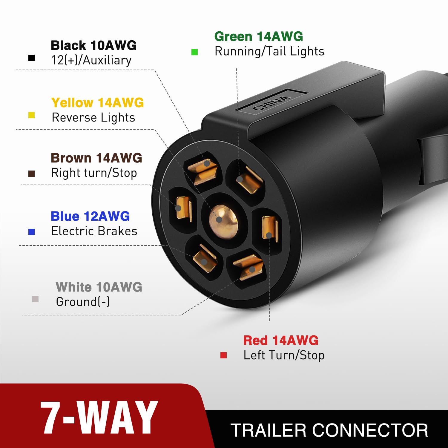 Nilight 12Feet 7way Heavy Duty 7 Pin Plug Inline Trailer Cord for Truck Camper Blade Molded RV Cable Wire Weatherproof & Corrosion Resistant-12FT, 2 Years Warranty