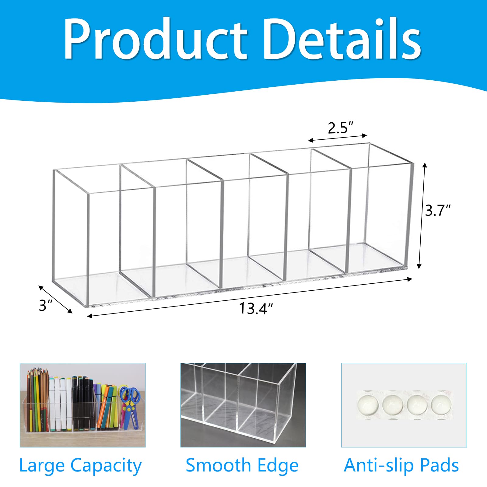 2 portamatite in acrilico per scrivania, 5 scomparti, trasparente, per penne, pennarelli, pennelli da trucco, organizer per cancelleria, forniture artistiche, pacchetti di bevande, accessori