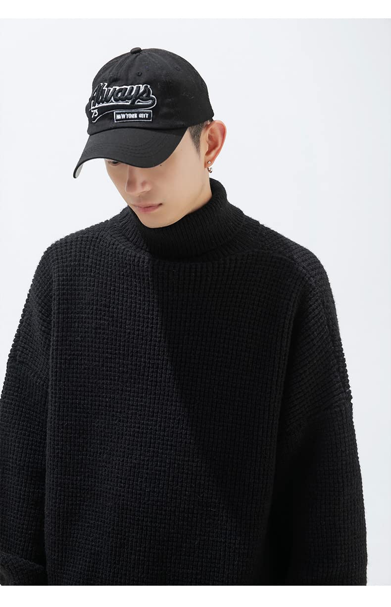 Maglione Sighificatore di Dolcevita alla Moda per Uomini E Donne Alenta E Versatile per Uomini E Donne-Black,M