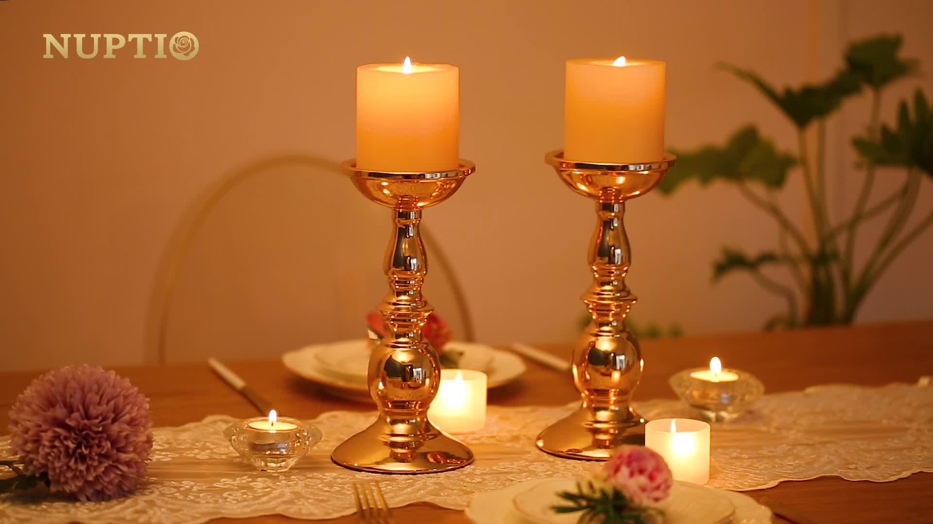 2 Candelieri In Ferro Per Tavolo - 16cm E 22cm Per Matrimoni, Cene E Decorazioni - Foto 10