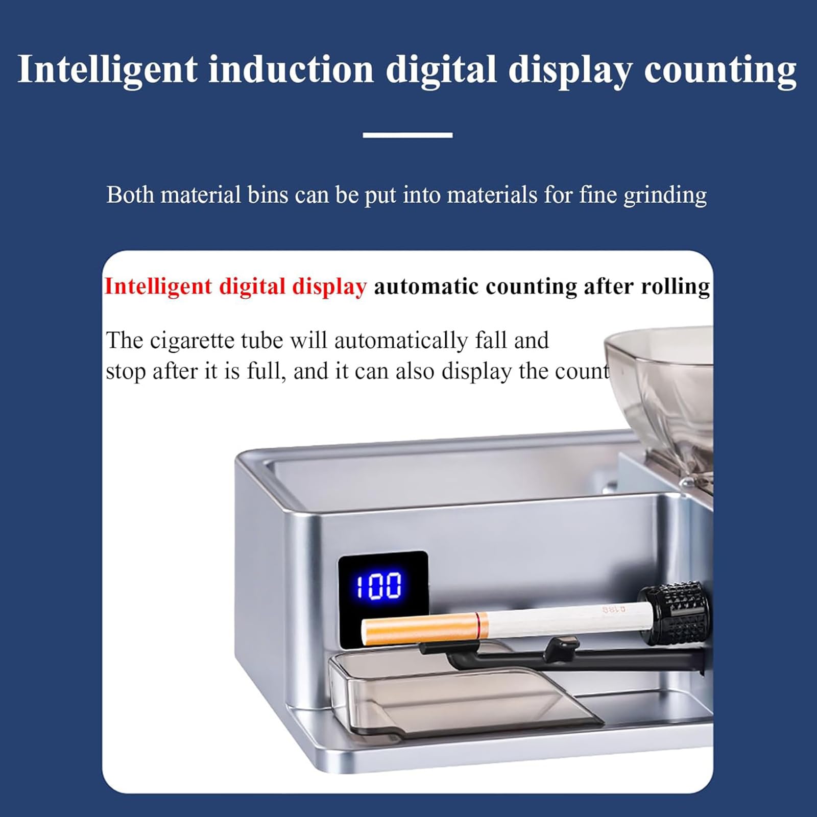 MObyat Macchina Elettrica per Sigarette, Riempitrice di Sigarette Completamente Automatica, con Display LCD, Design a Doppio Scomparto, Regolazione della Tenuta a 3 Livelli, Regolazione a 5 velocità