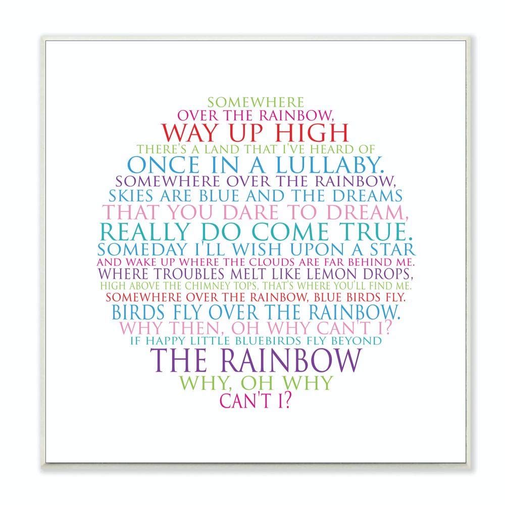 The Kids Room by Stupell Somewhere Over The Rainbow Circle Typog Wall Plaque, 12x12, Design by Artist Susan Newberry Designs