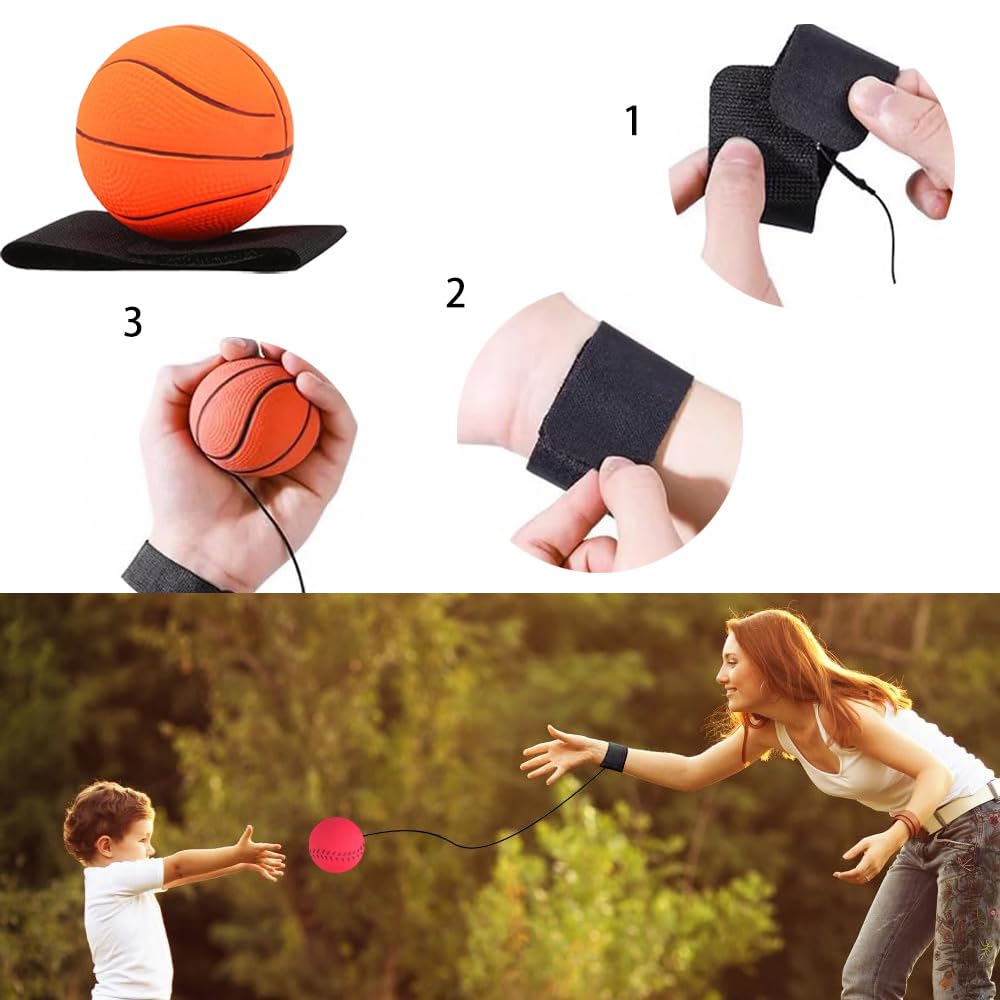 4 Springbälle Mit Schnur - Return Ball Mit Gummiband Für Handgelenk-Training
