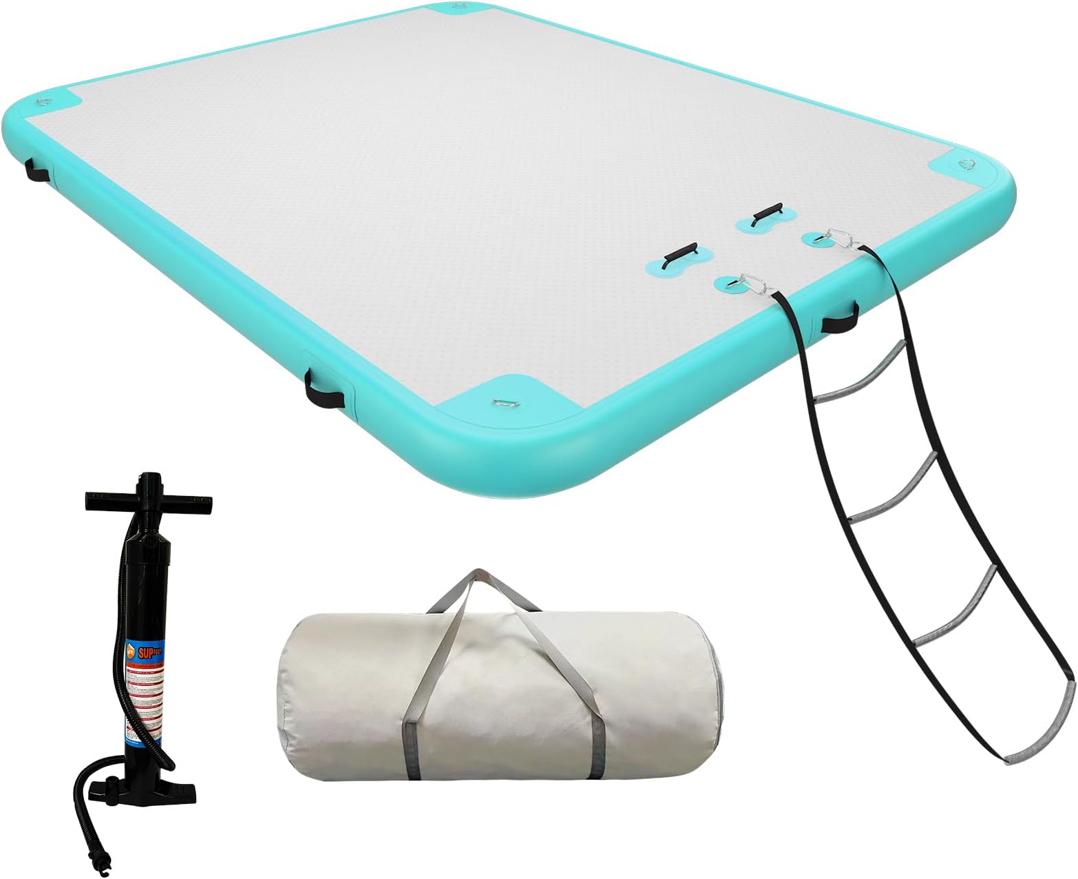 Inflatable Floating Dock, Inflatable Dock Platform 6ft/8ft/10ft/12ft Floating Raft with Air Pump, Carry Bag for Lake/Boats/Island/Swimming Pool
