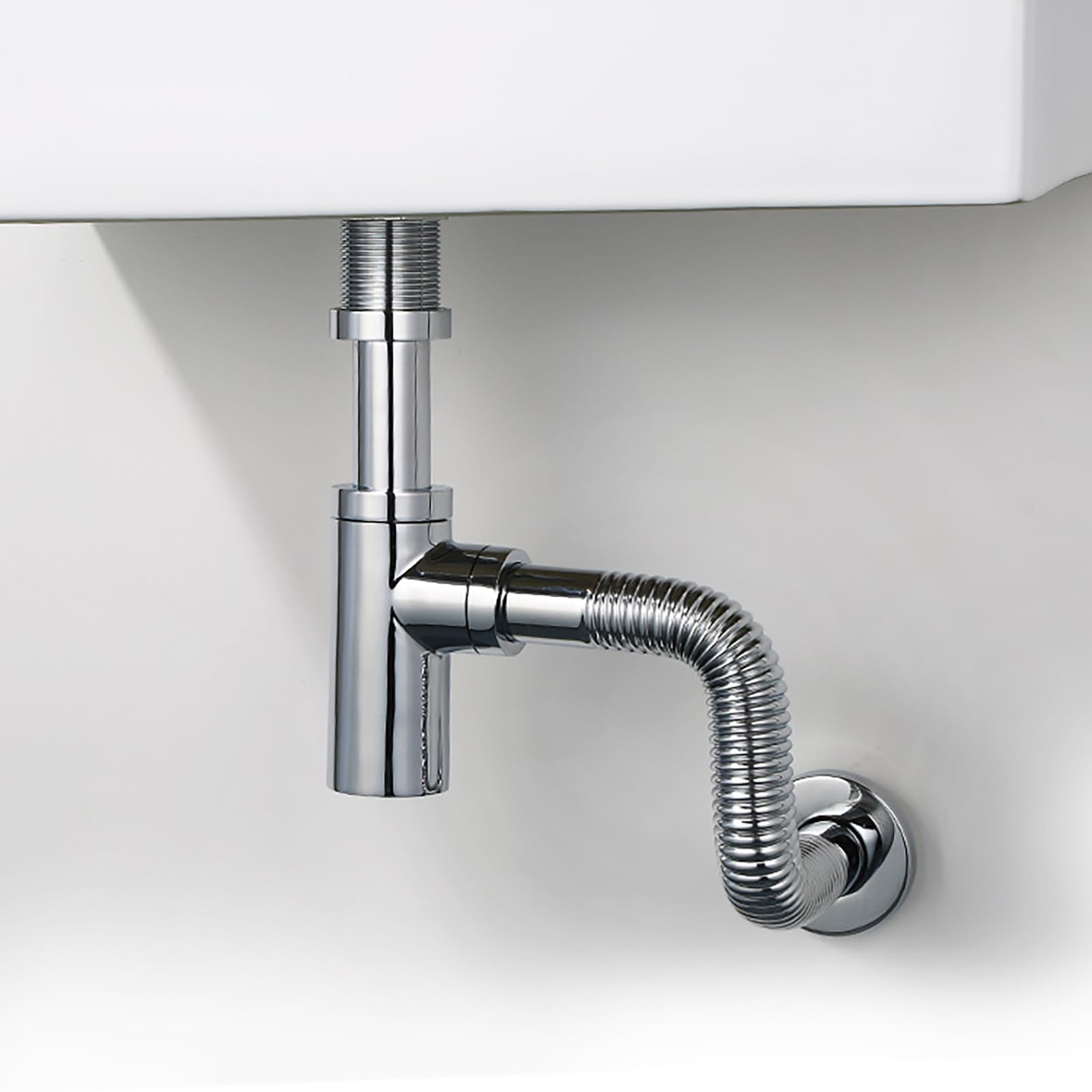 Sifon Lavabo con Abertura de Limpieza,Resistente Olores,Altura Ajustable,Sifon Cocina Fregadero con Instalación Sencilla,Normalizado 11/4"