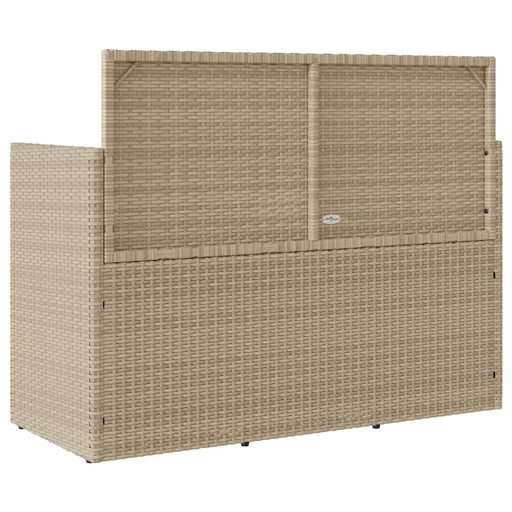 SYDE Banco de Jardín Ratán Sintético Beige con Cojín | Almacenamiento bajo asiento, Bolsa Impermeable, Resorte de Gas, Funda Lavable, Máx 110 kg