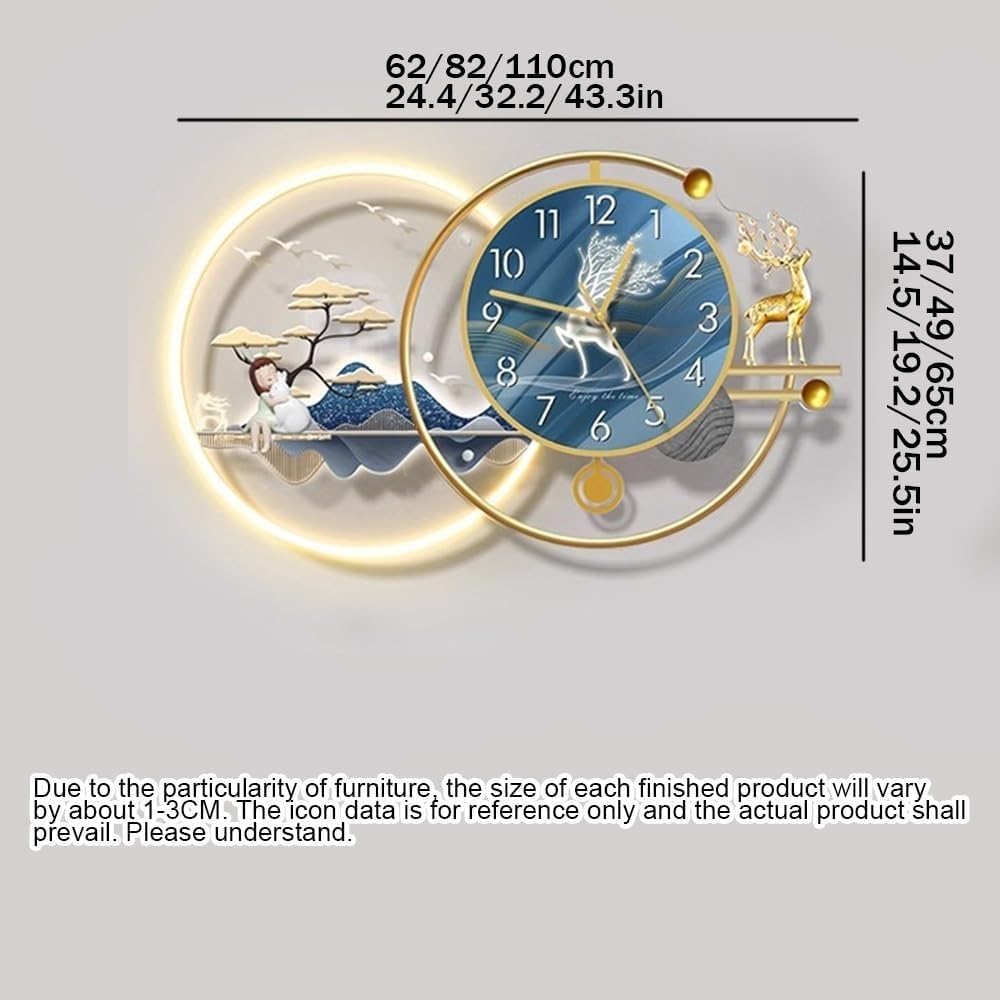 Horloge Murale 3D en métal illuminée par LED avec Design ajouré, décoration d'art Moderne pour Chambre et Salon, 105 cm (41,3 Pouces),41.3in