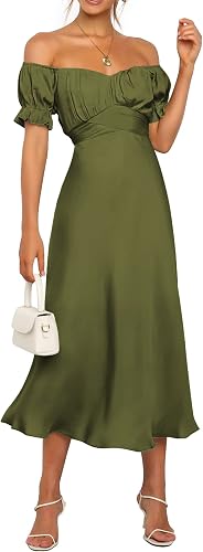 KIRUNDO Women's Satin Summer Wedding Guest Cocktail Dress