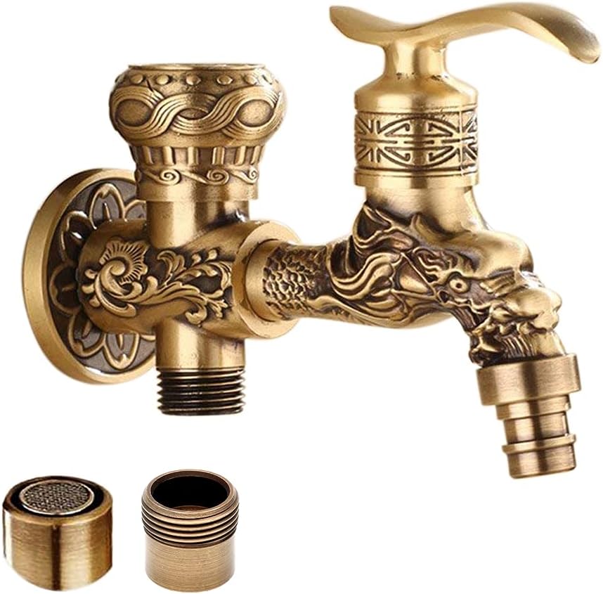 HARPOON Dragon Shape Oil Rubbed Antique Brass Two-Handle One Hole Bathroom Sink Mixer Tap Faucet Deck Mount Lavatory (Long)