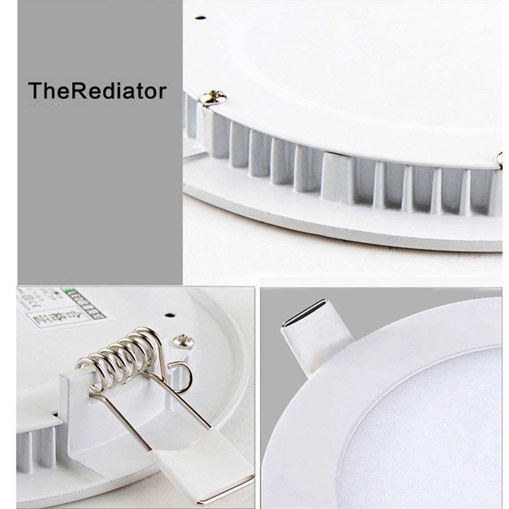 Panel de luz LED Ultrafino Empotrado Redondo de 3 W, 6000 K, Luces de Techo, cableado de una Sola Pieza, Voltaje Nominal, Aluminio, Cocina, Garaje, luz descendente de una Sola Pieza, Paquete de 1