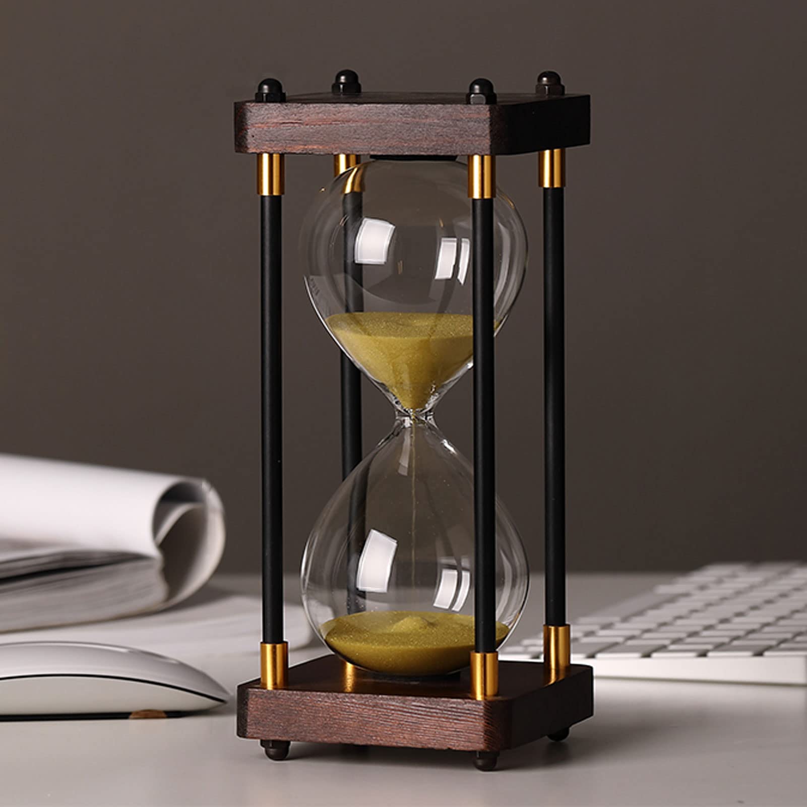 Sanduhr-Timer, Bunte Glas-Sanduhr, Holzrahmen, Sand, dekorative Sanduhr, Sanduhr-Timer for Kinder, Glas-Sanduhr, Sanduhr for Zuhause, Schreibtisch, Geschenke, Büro, Dekoration, kreative Geschenke (Co