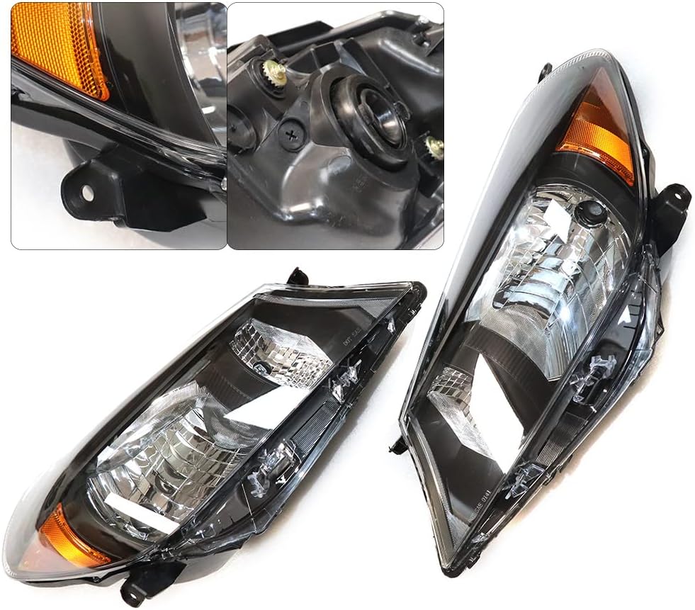 Front Halogen Headlight Left+Right Side for 2012-2014 Toyota Yaris/Vitz Hatchback Driver&Passenger Head Lights Lamp Direct Replacement Headlamps Assy Set Assembly
