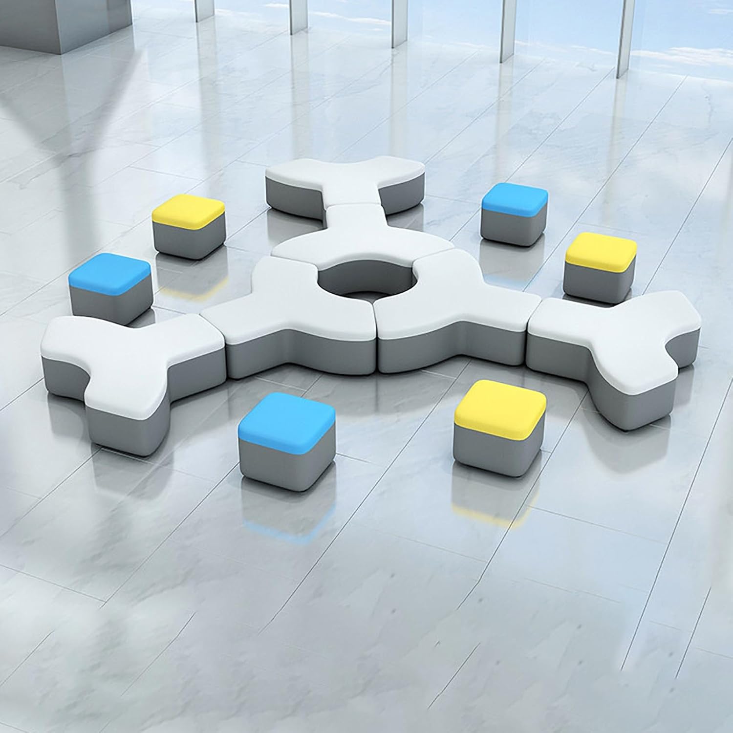 Modern Modular Reception Sofa Set, Ergonomic No Assembly Required,Various Combinations Sectional Couch,for Office, Waiting Room, Preschool Lobby Seating,(A)
