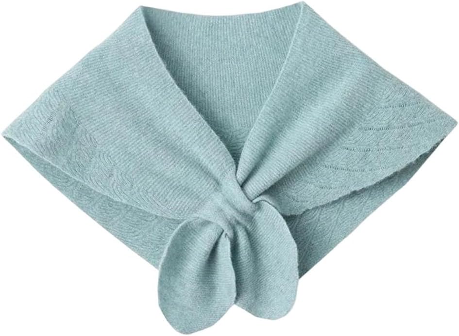 Women Wool Openwork Small Shawl Wrap Wool Knitted Cape Soft Neck Warm Scarf