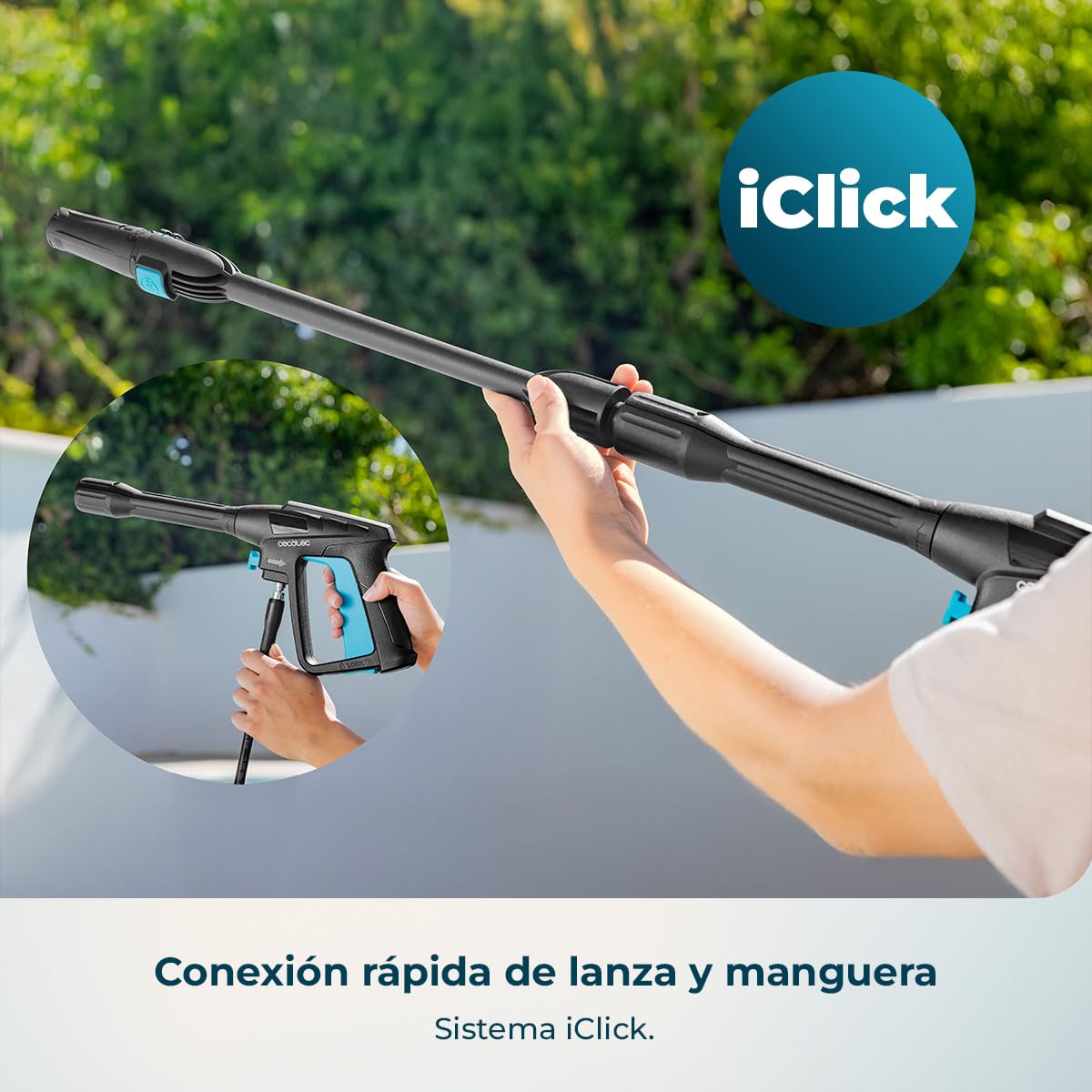 Cecotec Hidrolimpiadora de Alta Presión HydroBoost 1400 Essential Plus. 1400W, Presión 105 Bares, Hogar, Jardín o Coche, Caudal de 426 l/h, Bomba de Aluminio, Radio de Acción 9 Metros