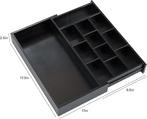 Miniatura 8 de KitchenEdge Organizador de cajones de cocina para bolsitas de té y café, expandible de 10 a 17 pulgadas, 10 compartimentos de almacenamiento,