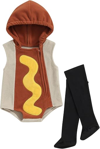 Madjtlqy Baby Halloween Costumes Toddler Girl Boy Outfits Clothes Hooded Romper Jumpsuit With Long Socks