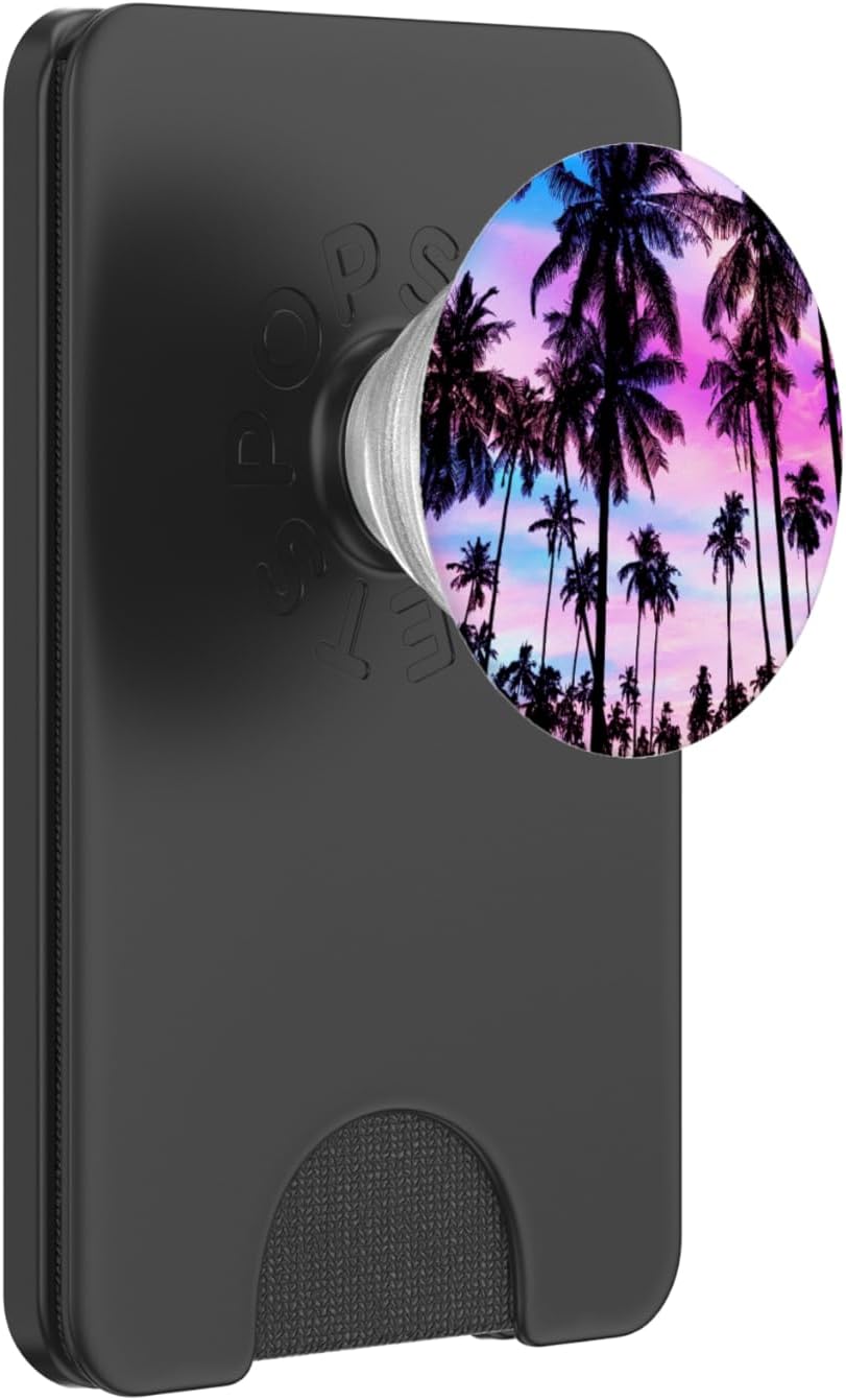 Palm Trees Purple Blue Sunset Tropical Tree Leaves Summer PopSockets PopWallet for MagSafe