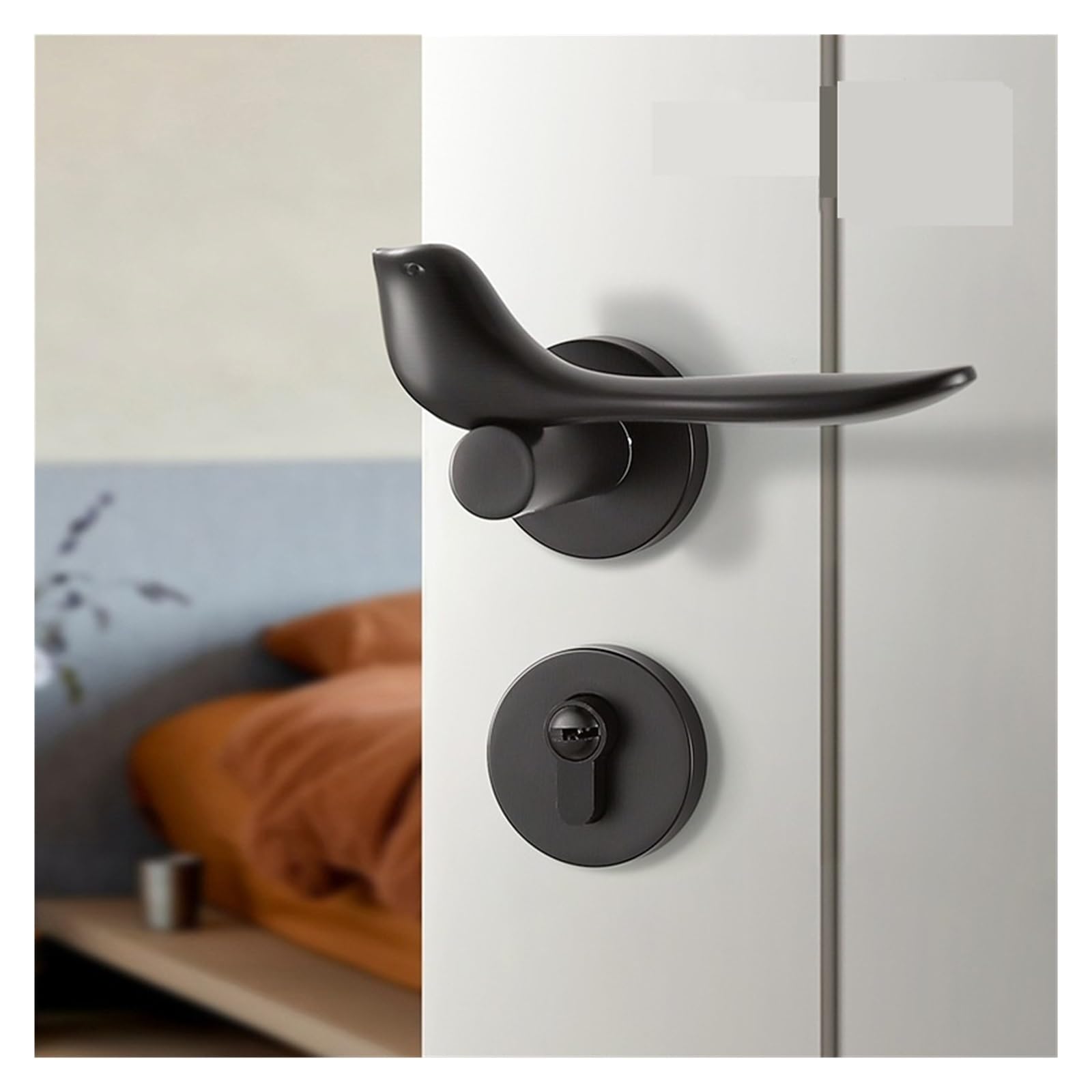 Serrure de porte d'intérieur oiseau blanc et or nero pour chambre
