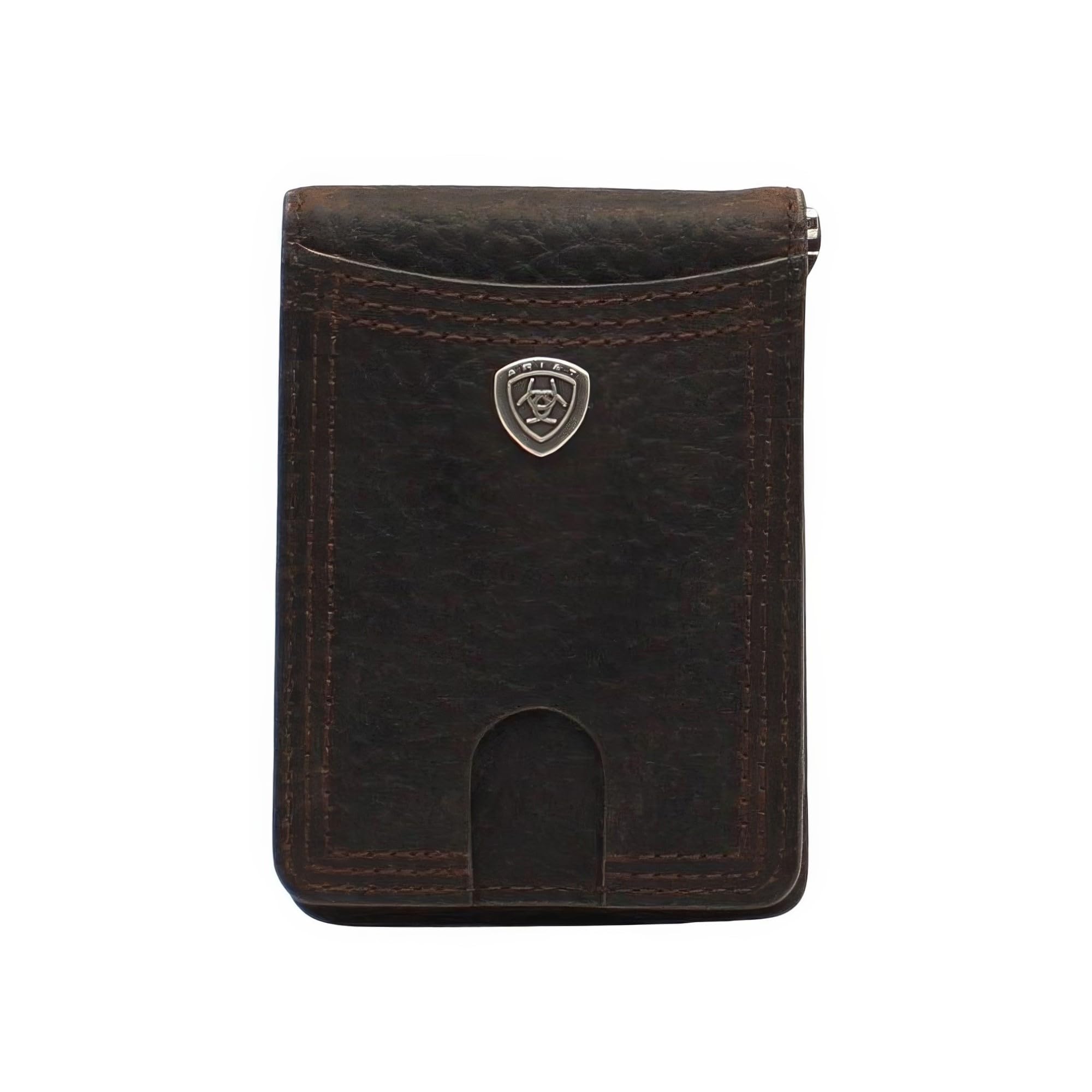ARIAT Men's Rowdy Shield Logo Brown Money Clip Bifold Wallet A35117282