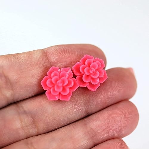 Vista 46 de Hypoallergenic Succulent Earrings for Sensitive Ears (Blue/Grey, Pure Titanium)