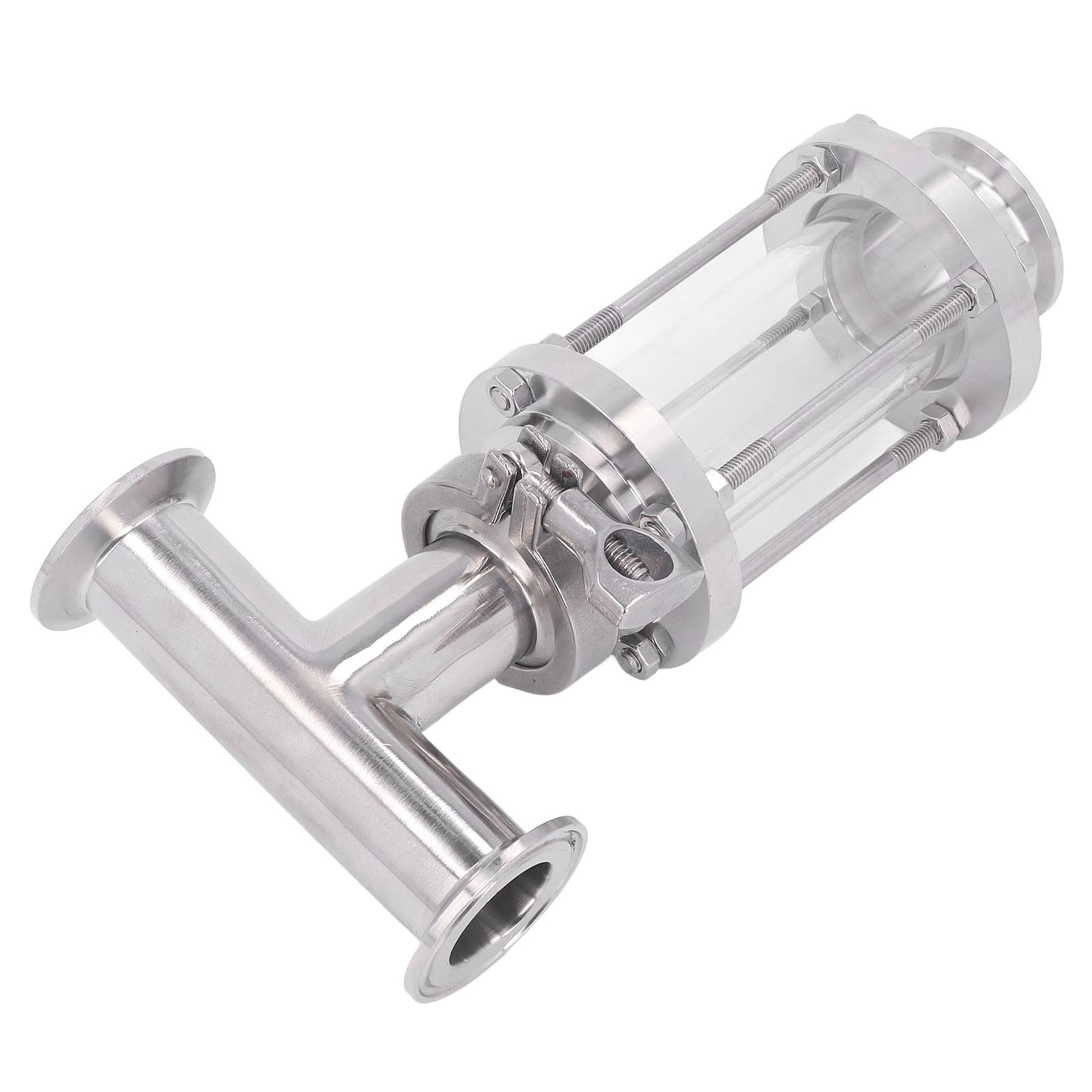 PN6-Schauglas Inline-Edelstahl-Schauglas mit Geradem Durchfluss und Klemmende für Öl-Luft-Maximaltemperatur 80 ℃ (63 mm / 2,48 Zoll)