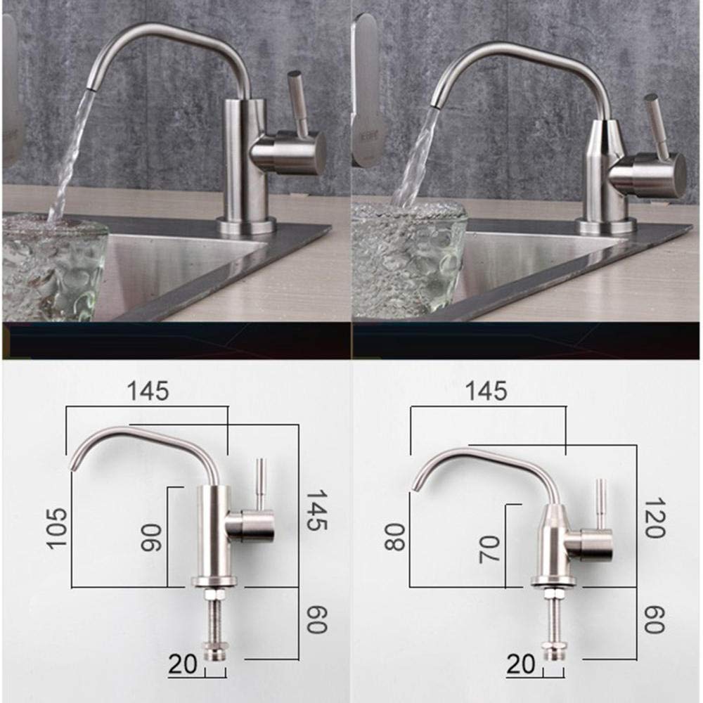 s 1/4'' Osmosis Filtro de Agua Potable Cocina Acero Inoxidable Grifo para Beber Directo purificador de Agua trefilado Grifo de purificación de Agua-a