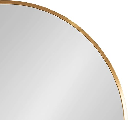 Miniatura 6 de Kate and Laurel Zayda - Espejo de pared moderno con marco de arco glamuroso, 32 x 36 pulgadas, dorado, espejo de pared redondo de mediados de siglo