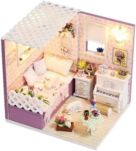 Amazon Co Jp ブダペストのミニチュアスーパーサイズドールハウスモデルの構築キット家具のおもちゃドールハウスガールベッドルームラブ Diy木製ドールハウス ミニ家具工芸品キット ホビー