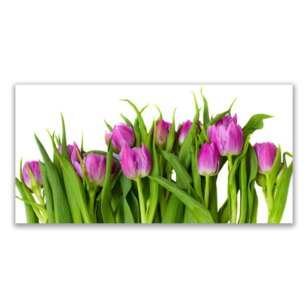 Tableau en Verre Trempé 140x70 Tulup Anti-Taches Déco Murale Tulipes