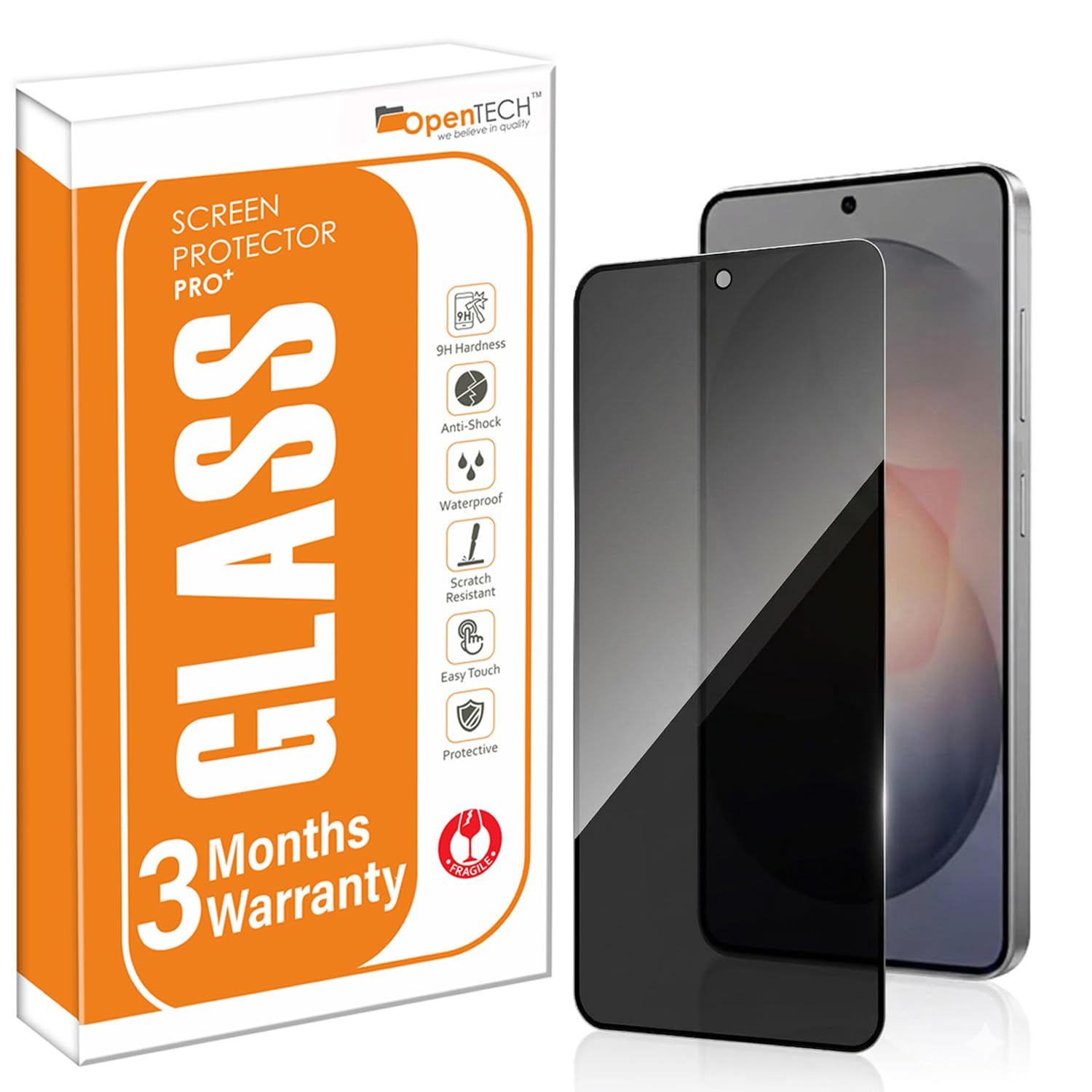 OpenTech® Military-Grade Gorilla Tempered Glass for Samsung Galaxy S26 Privacy with Fingerprint Unlock, Edge to Edge Coverage - Case Friendly, Anti-scratch and Bubble free installation kit-picture-13