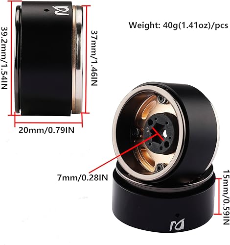 Miniatura 5 de DJCRAWLER - Rueda de metal de 13 pulgadas llanta clásica vintage ruedas RC de 13 pulgadas para Axial SCX24 Deadbolt C10 FMS FCX24 camión 124 RC