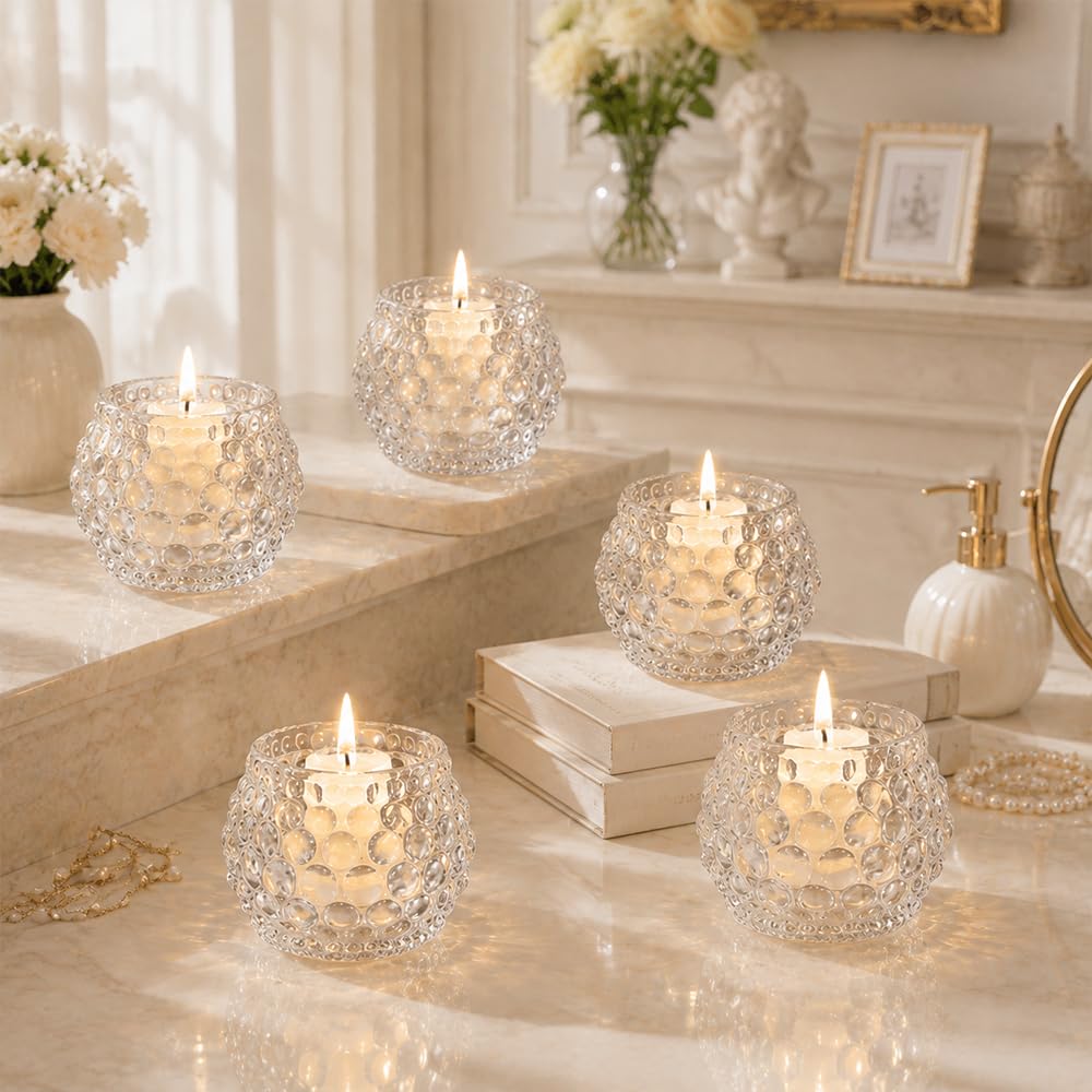 Set di 12 portacandele trasparenti, 5 x 5 cm, per Diwali