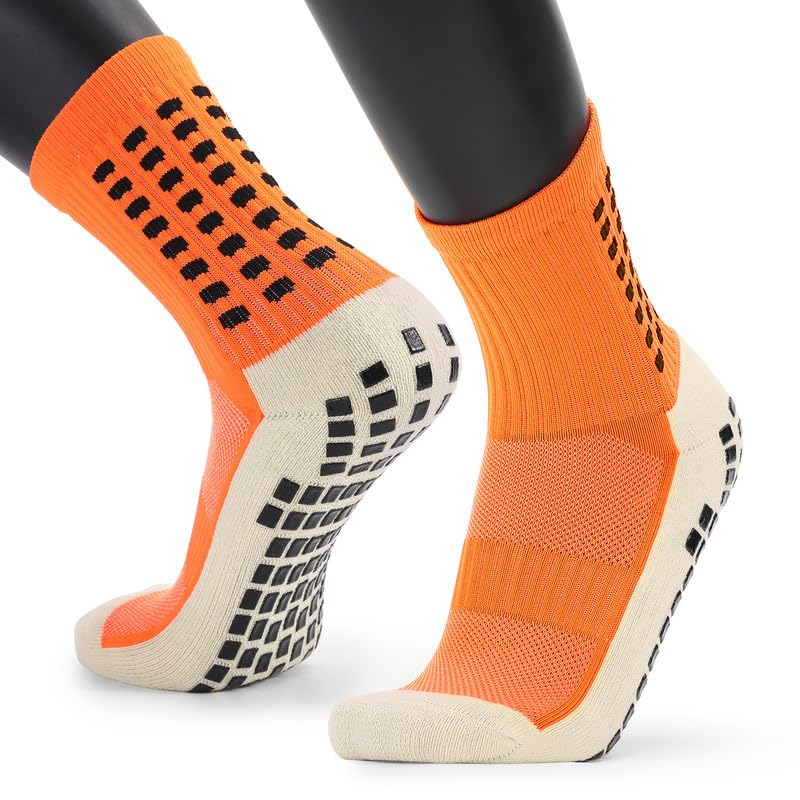 chacko Men's Grip Soccer Socks Anti Slip Athletic Socks Non Skid Football Basketball Socks with Grip Pads (Pack Of 01)-picture-41