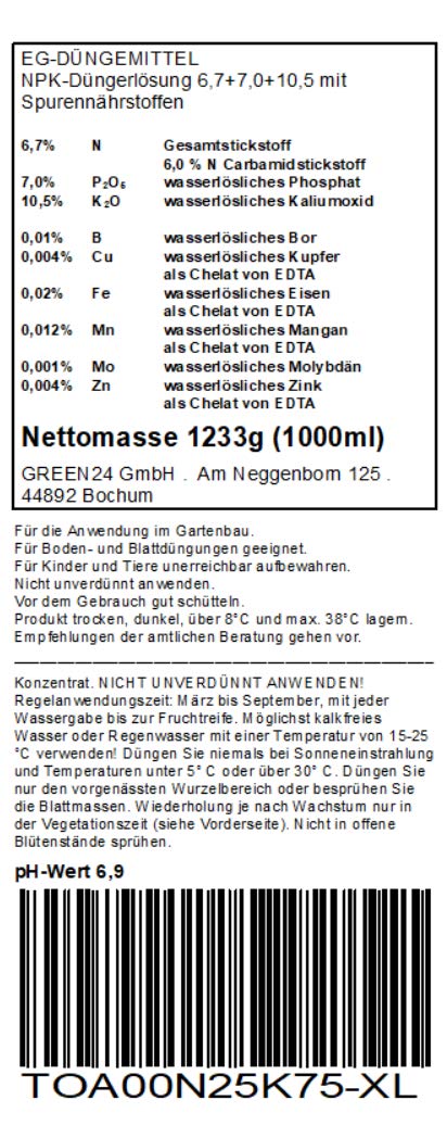 Tomatendünger XL 1 l Paprika Dünger Chili düngen, Premium Flüssigdünger als NPK Volldünger