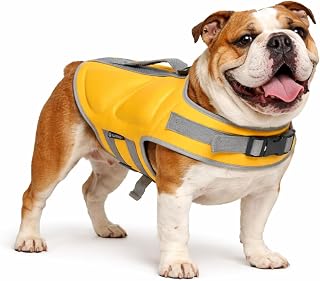 schwimmweste Hund - Flamingo Swimmy gelb - L A:36,5 cm B:51-56,5 cm C:67-77 cm - Polyester - EPE-Schaum - stufenlos verstellbar - reflektierende Streifen - Leinenring