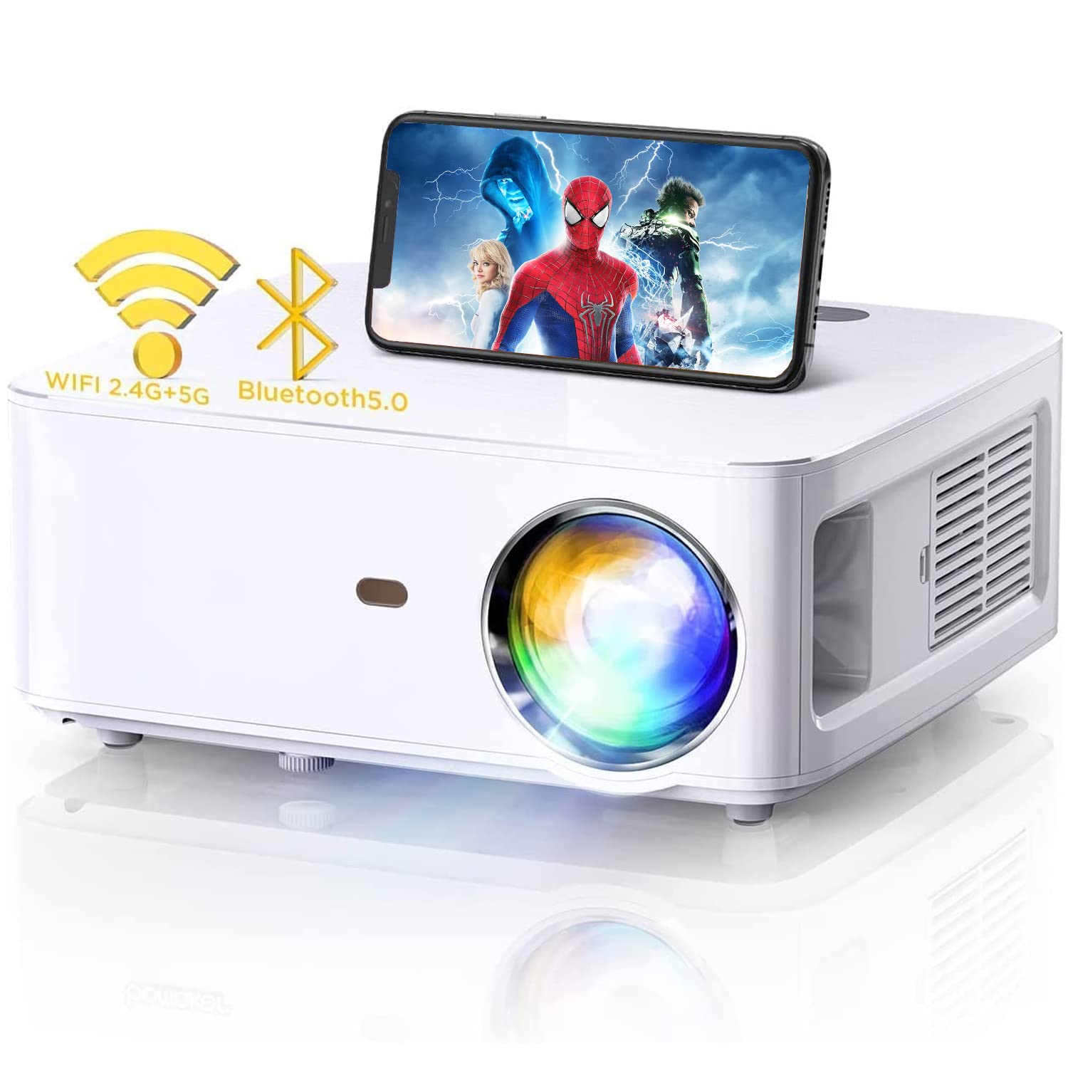 Native 1080P Projector Immerse Extraordinary with Brilliant Colors and 500 ANS&18000L Bright Reality, WiFi Bluetooth Projector with Keystone Correction, Movie Projector Compatible with TV Stick