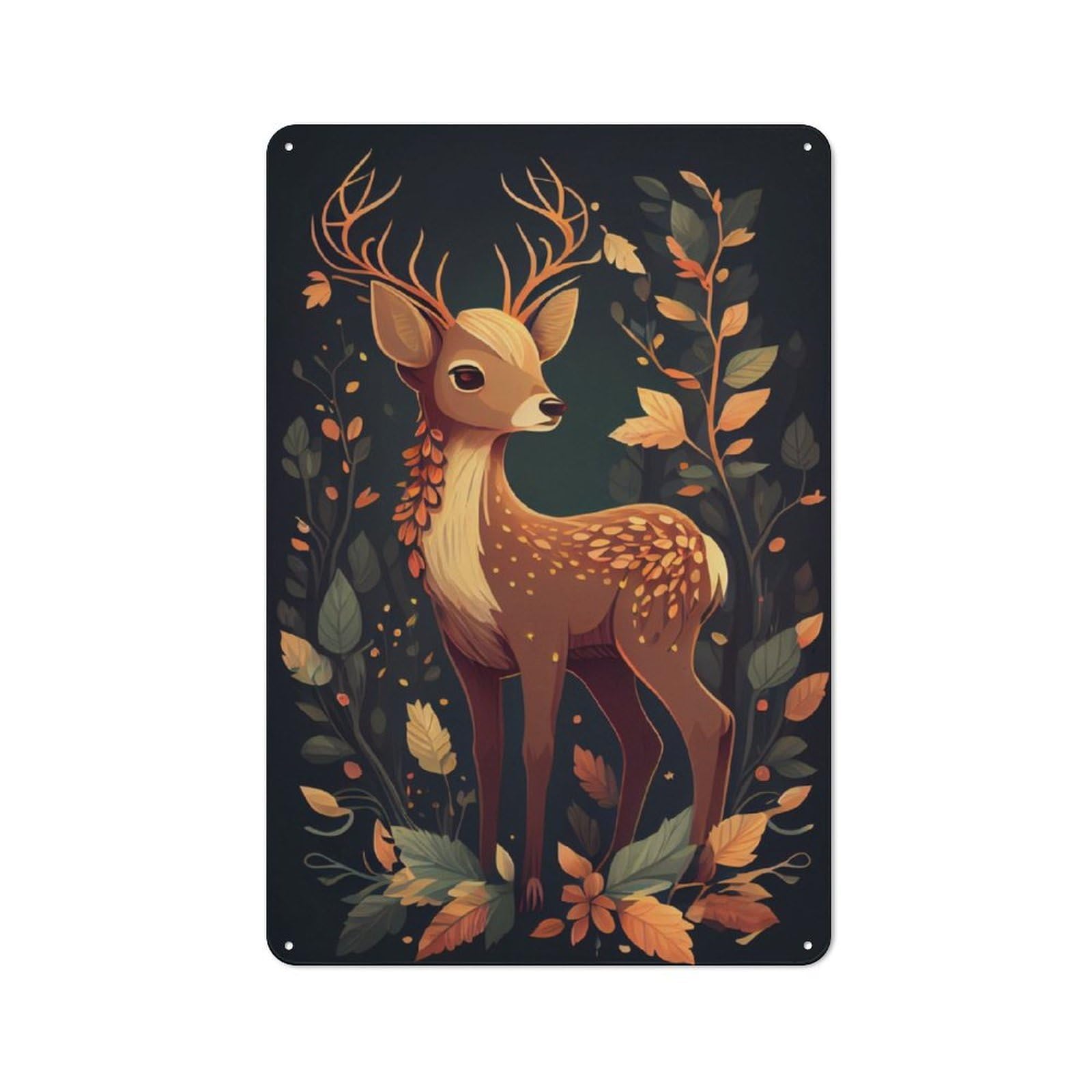 Vintage Metal Sign 30x20cm Featuring Cute Deer Animal Cartoon, Home Bar Decor for Cafe, Pub, Workshop Or Home Bar