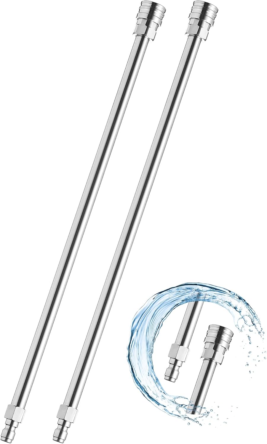 Pressure Washer Extension Wand, 17 Inch Stainless Steel power washer extension wand with 1/4" Quick Connect, Compatible with Foam Cannon for Car Wash and Gutter (2 Pack)